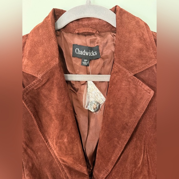 Chadwick’s Genuine Suede Coat Brown Leather Vintage Inspired Size 8 Petite NWT - Picture 3 of 10